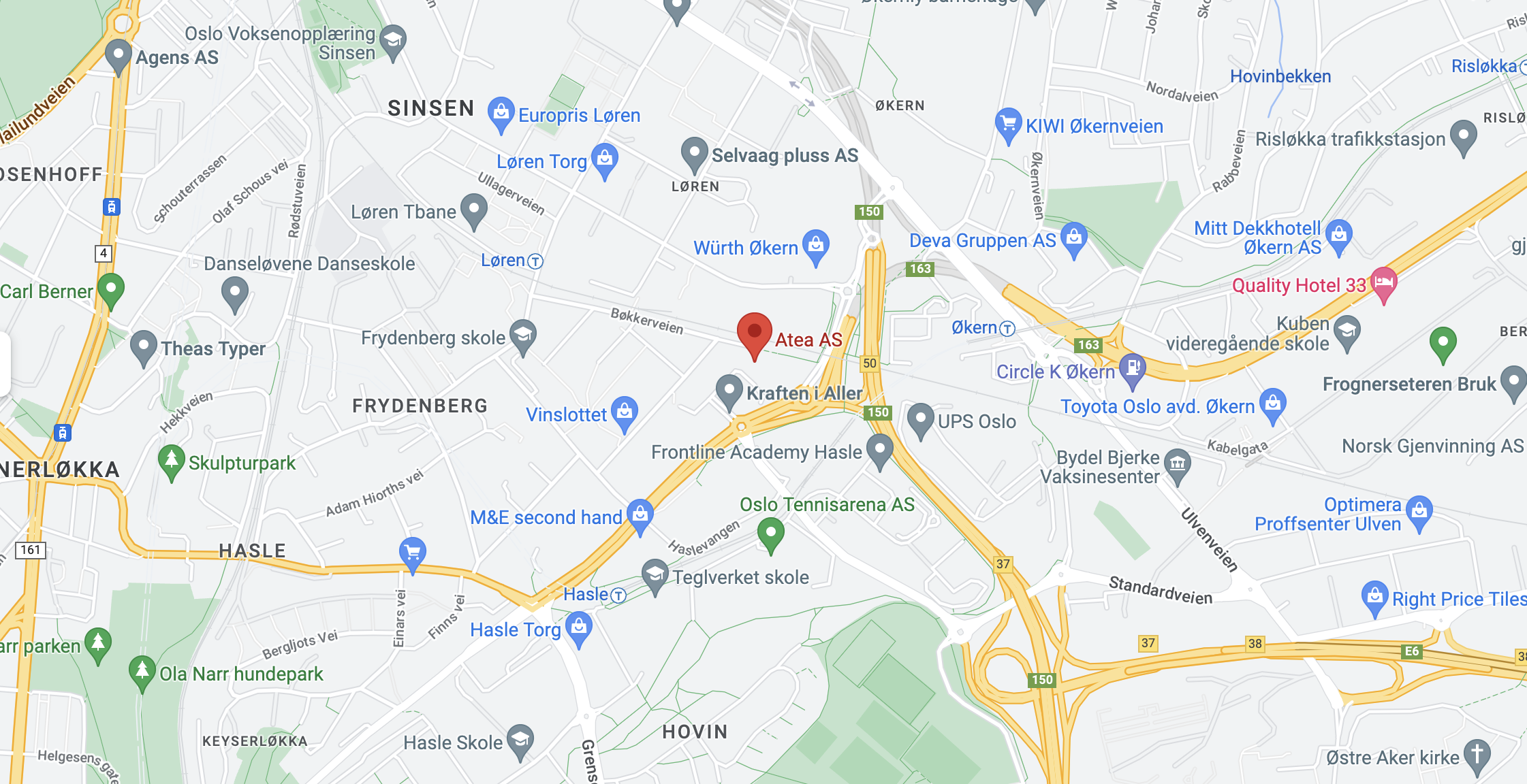 Google map of Atea Norway location