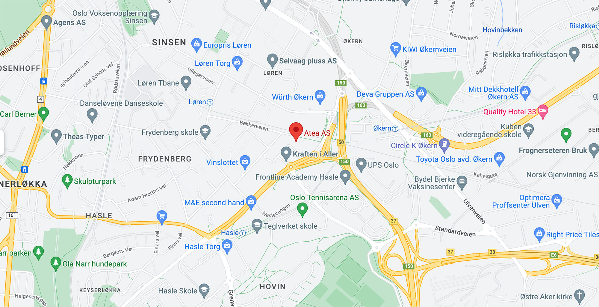 Google map of Atea Norway location